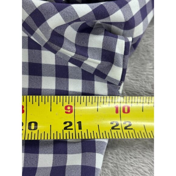 Mizzen+Main Shirt Mens Medium Trim Fit Navy/White Checkered Long Sleeve - Picture 6 of 7